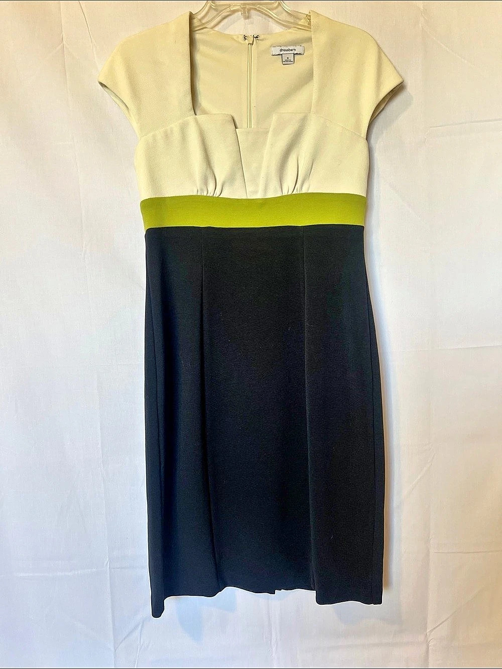 dressbarn Color Block Midi Dress in Black & Yellow Size 8